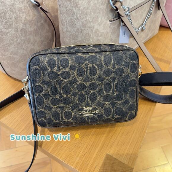 NWT Coach Carey Crossbody Bag Signature Canvas Leather Charms CEK68 Gold Brown - Picture 8 of 10